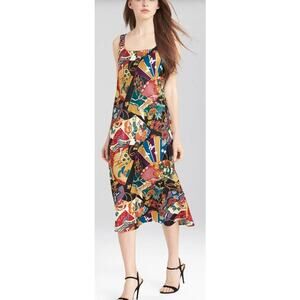 N Natori Turkish Jewel slip sleeveless midi Gown dress M black multicolor